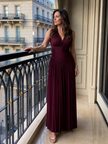 Vestido midi Lemar plissado sem mangas com decote em V