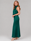 Vestido midi Nopal sem mangas com gola drapeada