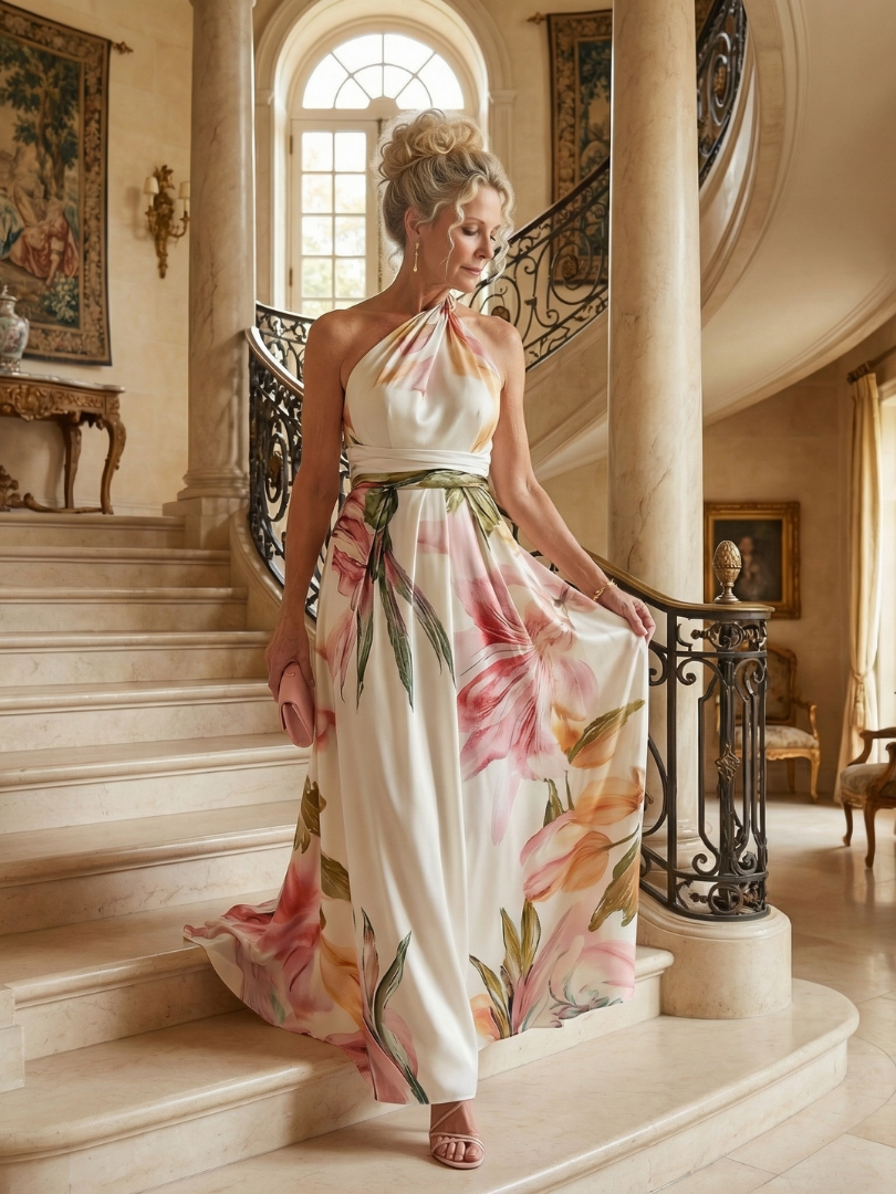 Vestido maxi Amiel floral leve