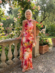 Vestido maxi Elisabetta floral com decote halter
