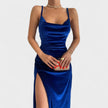 Vestido de veludo com fenda feminino