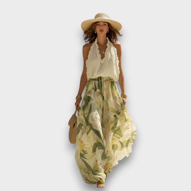 Conjunto Fluido Impresso Lírio Elegante