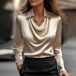 Blusa de Cetim Luxuosa com Decote Suave feminino