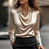 Blusa de Cetim Luxuosa com Decote Suave feminino