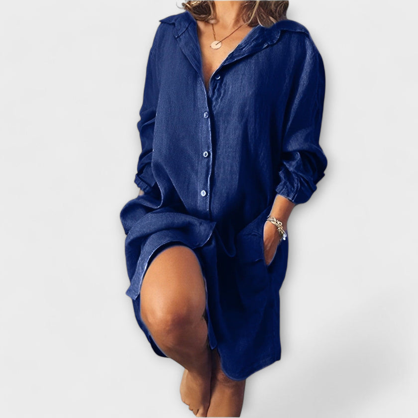 Blusa casual de linho feminino