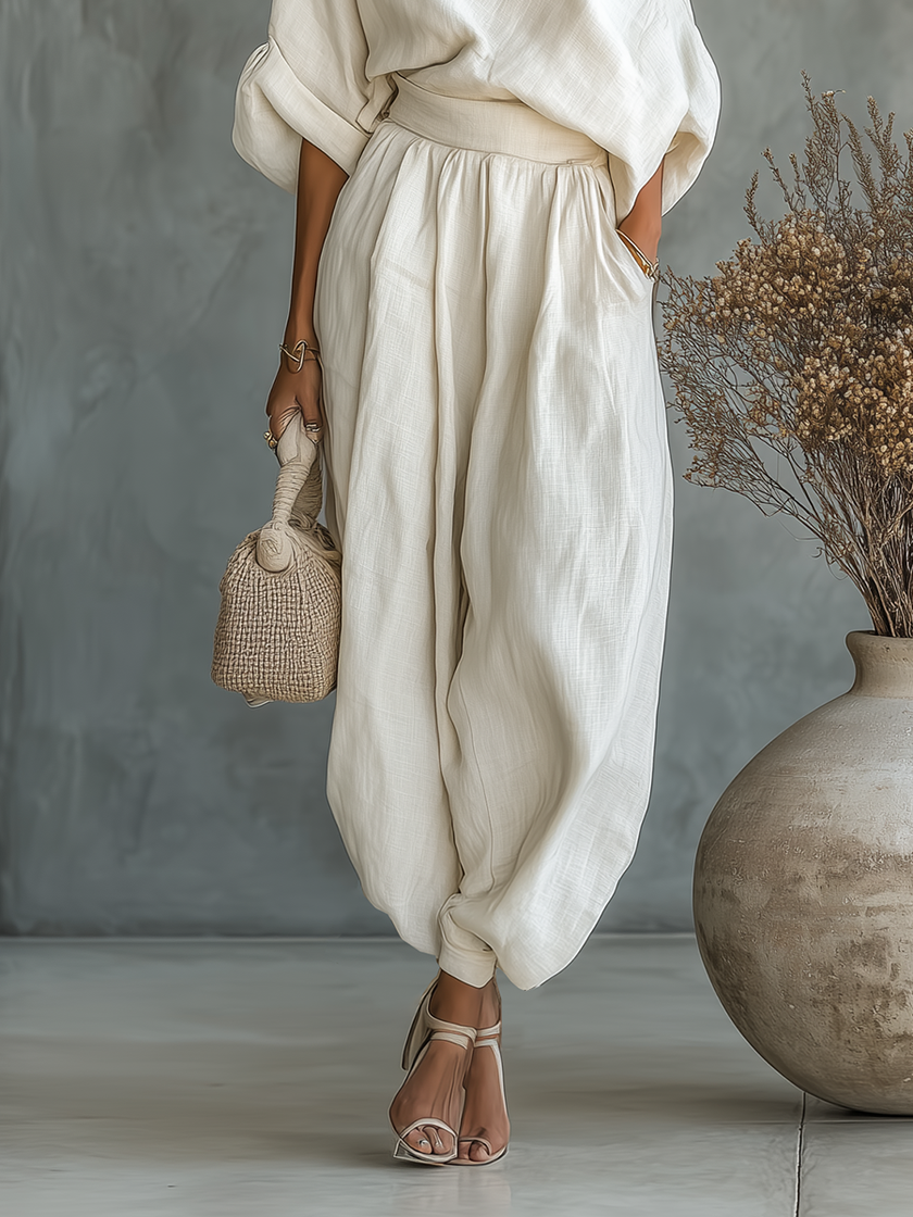 Lisa | Top suave com ombros à mostra e calças tapered