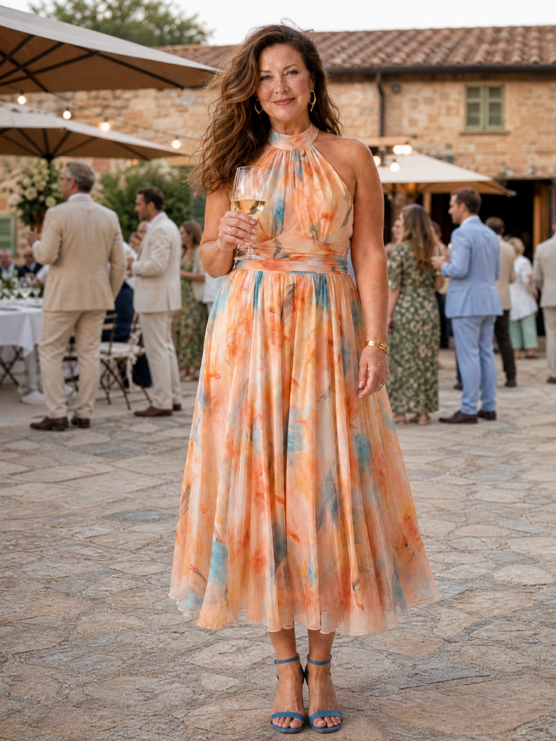 Vestido midi Elin halter suave