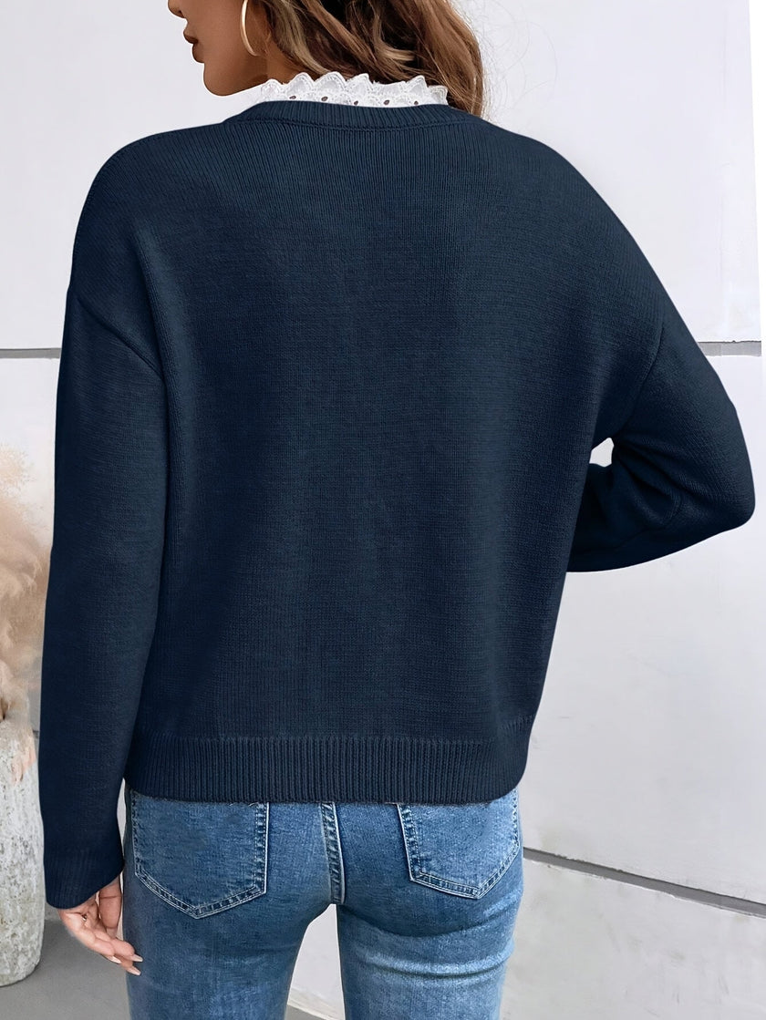 Nora - Suéter de malha com renda feminino