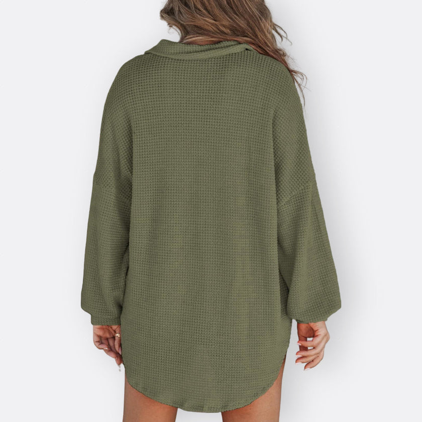 Blusa Túnica Leve Decote V com Botões feminino