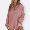Blusa Túnica Leve Decote V com Botões feminino