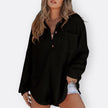 Blusa Túnica Leve Decote V com Botões feminino