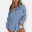 Blusa Túnica Leve Decote V com Botões feminino