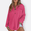 Blusa Túnica Leve Decote V com Botões feminino
