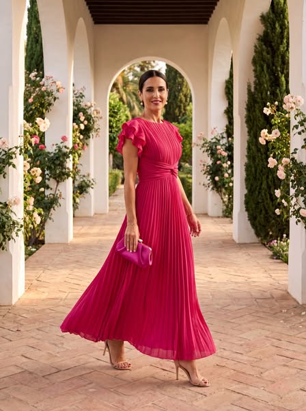 Valentina - Vestido Midi Plissado, Elegância para o Verão!