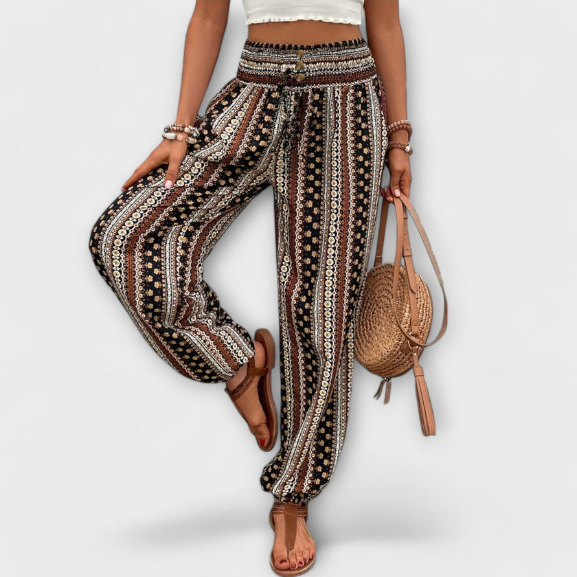 Calças com gráficos étnicos feminino