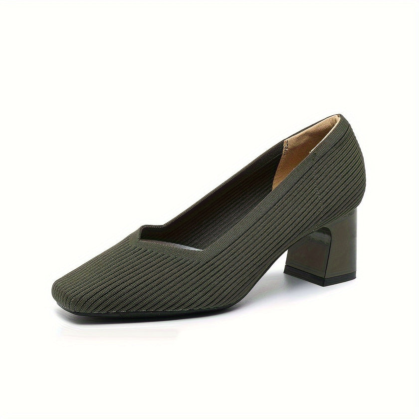 Mirela – Sapatos de salto bloco com linhas minimalistas