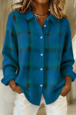 Kelsey | Cardigan xadrez azul em malha