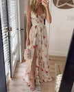 Vestido midi padrão floral feminino