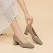 Mirela – Sapatos de salto bloco com linhas minimalistas