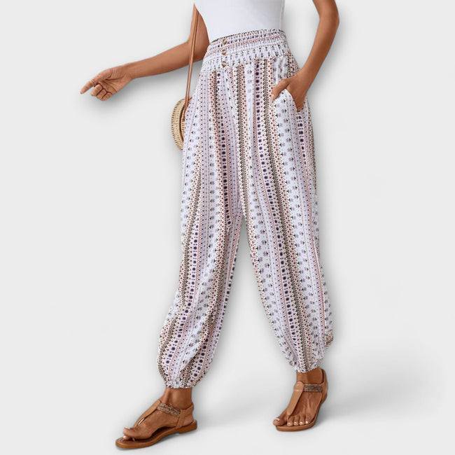 Calças com gráficos étnicos feminino
