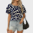Blusa casual com decote redondo feminino