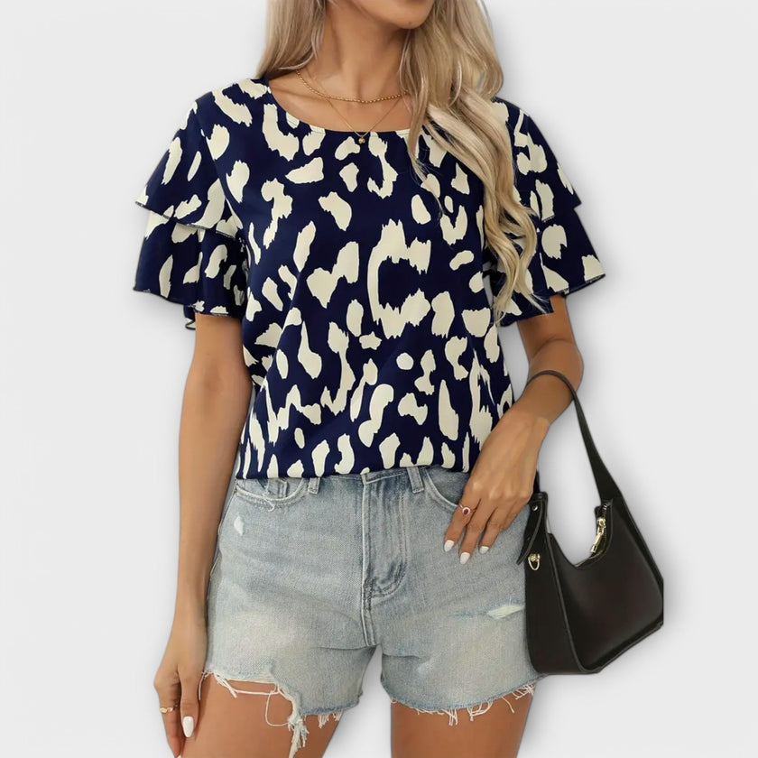 Blusa casual com decote redondo feminino