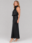 Vestido midi Nopal sem mangas com gola drapeada