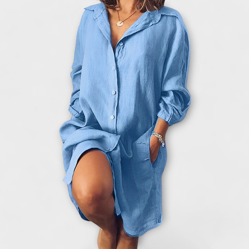 Blusa casual de linho feminino