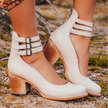 Sapatos de salto alto com tiras múltiplas e sola grossa feminino
