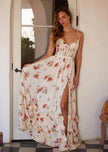 Vestido midi padrão floral feminino