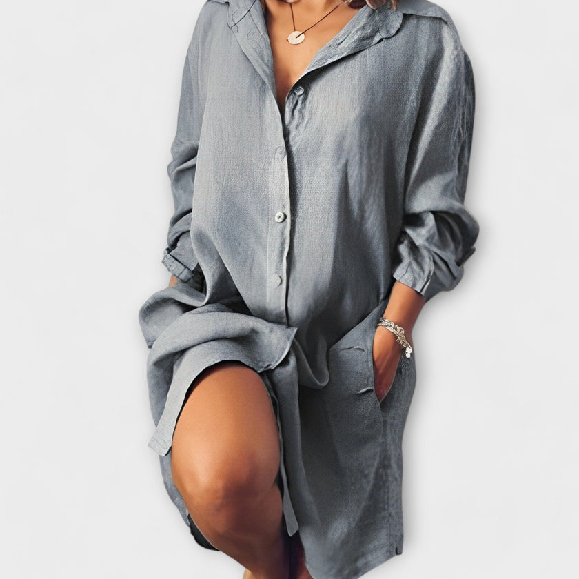 Blusa casual de linho feminino