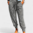 Calças leopardo com pernas largas feminino