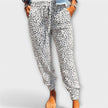 Calças leopardo com pernas largas feminino
