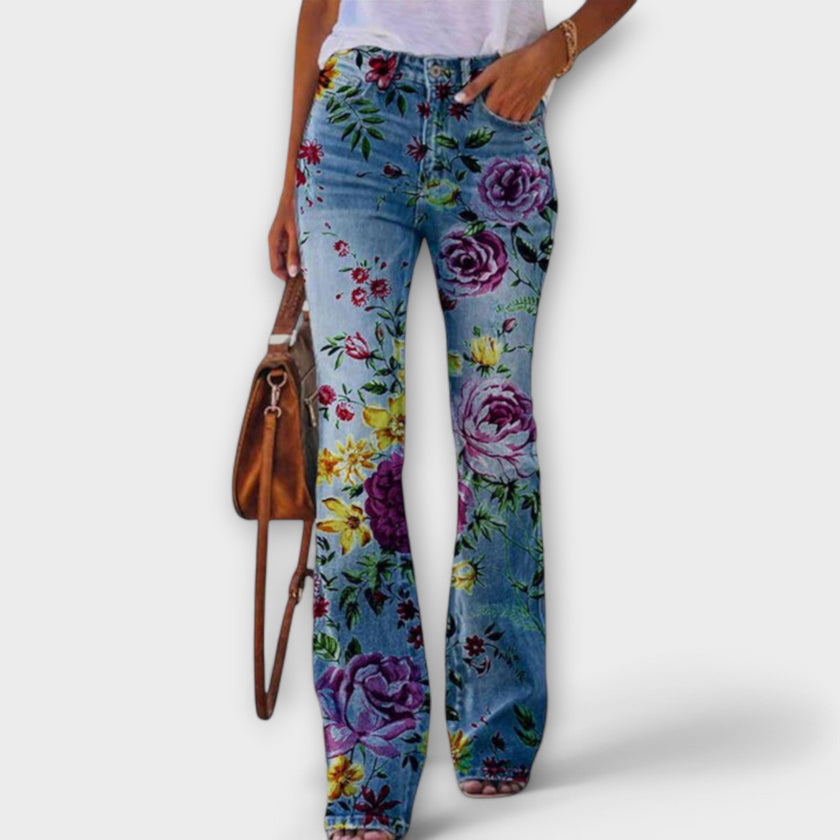 Calças com flores feminino