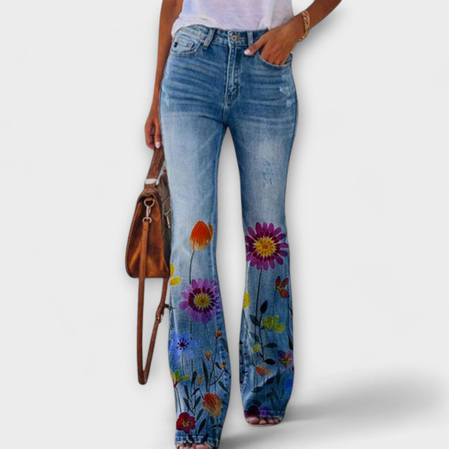Calças com flores feminino