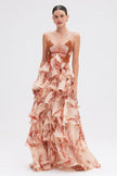 Lorena | Vestido Maxi em Camadas com Estampado Floral