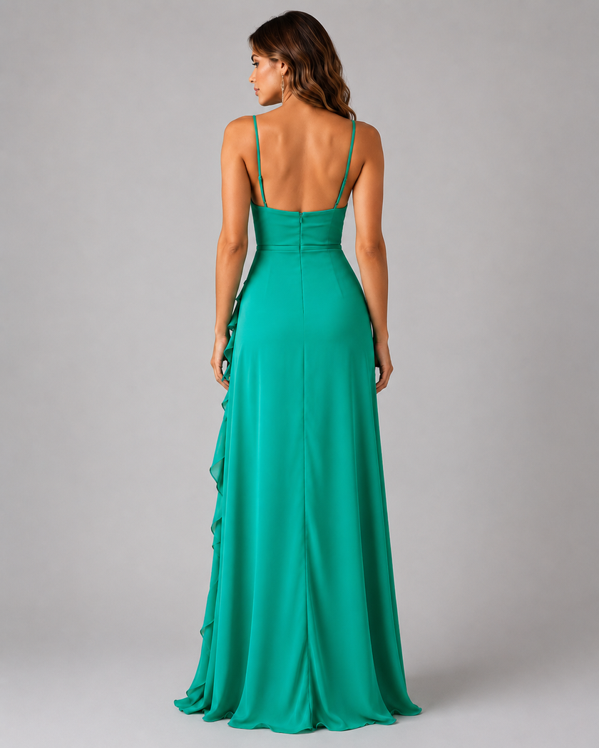 Isadora | Vestido Longo com Folhos