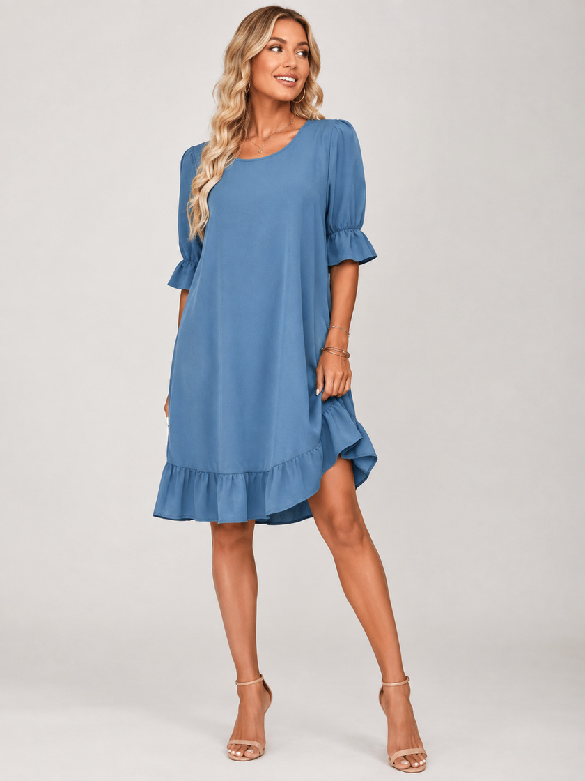 Leonor | Vestido Fluido com Folhos