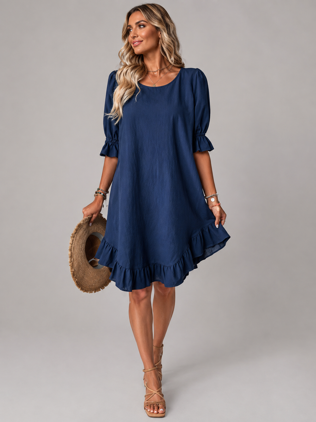 Leonor | Vestido Fluido com Folhos