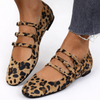 Angelie - Sapatilha de Leopardo com Três Tiras e Fivelas