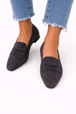 Elise - Mocassim Raso de Bico Quadrado com Tira Frontal