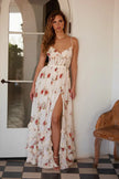 Vestido midi padrão floral feminino