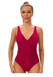Maiô Feminino Modelador – Decote em V com Drapê Afinador