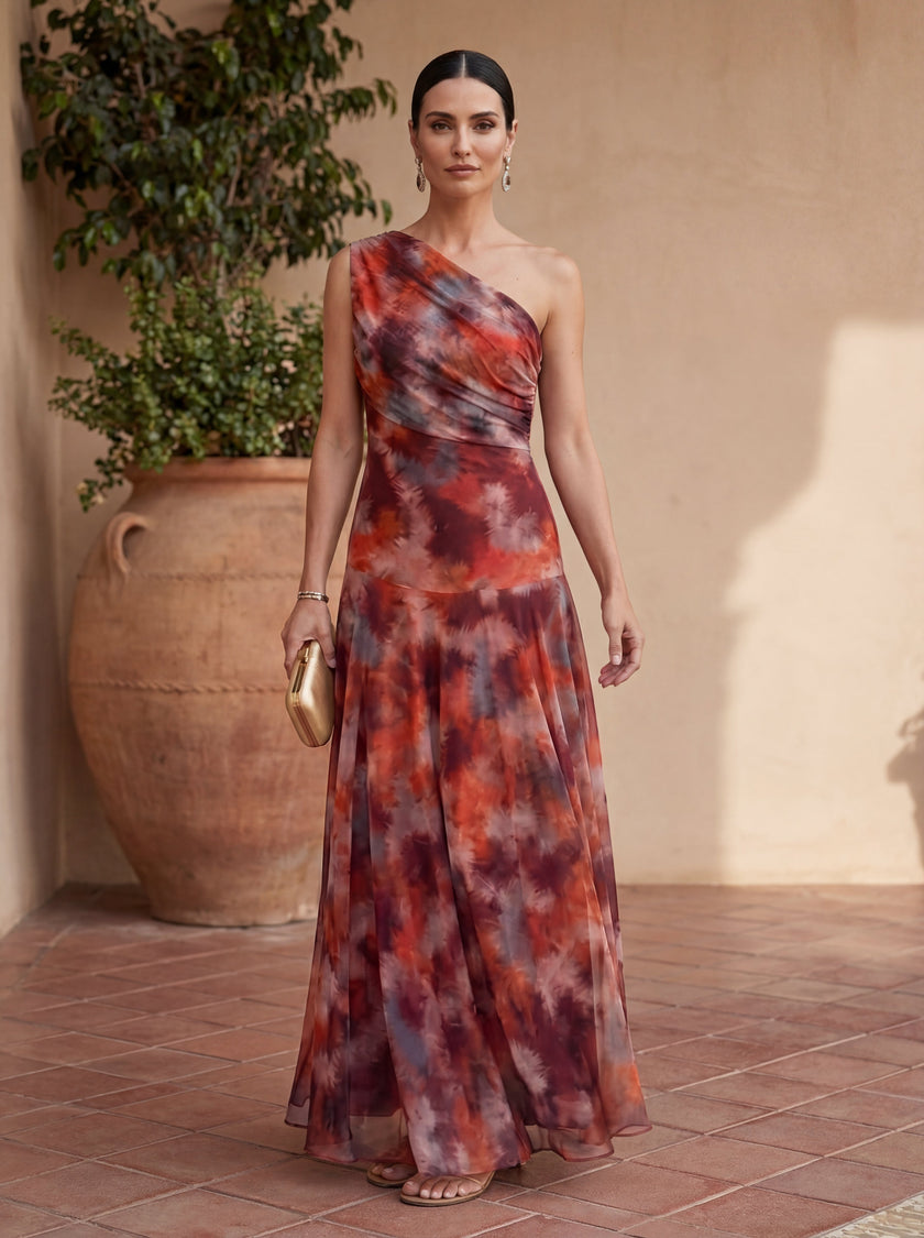 Vitória | Vestido Maxi Assimétrico de Caimento Fluido