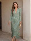 Carolina | Vestido Midi com Franjas em Camadas