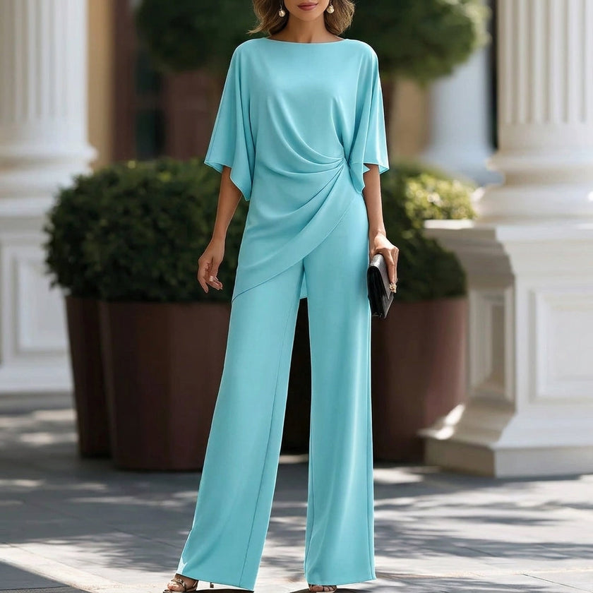 Gabriela | Conjunto de Blusa Drapeada e Calças Largas