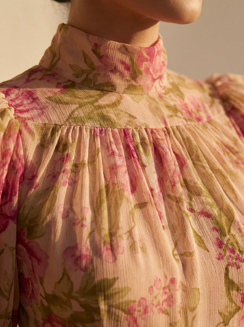Matilde | Vestido Maxi Floral de Gola Alta