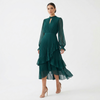 Mariana | Vestido Plissado com Mangas Fluídas e Folhos Assimétricos