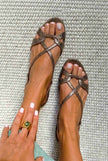 Amora – Sandálias slingback com efeito serpente