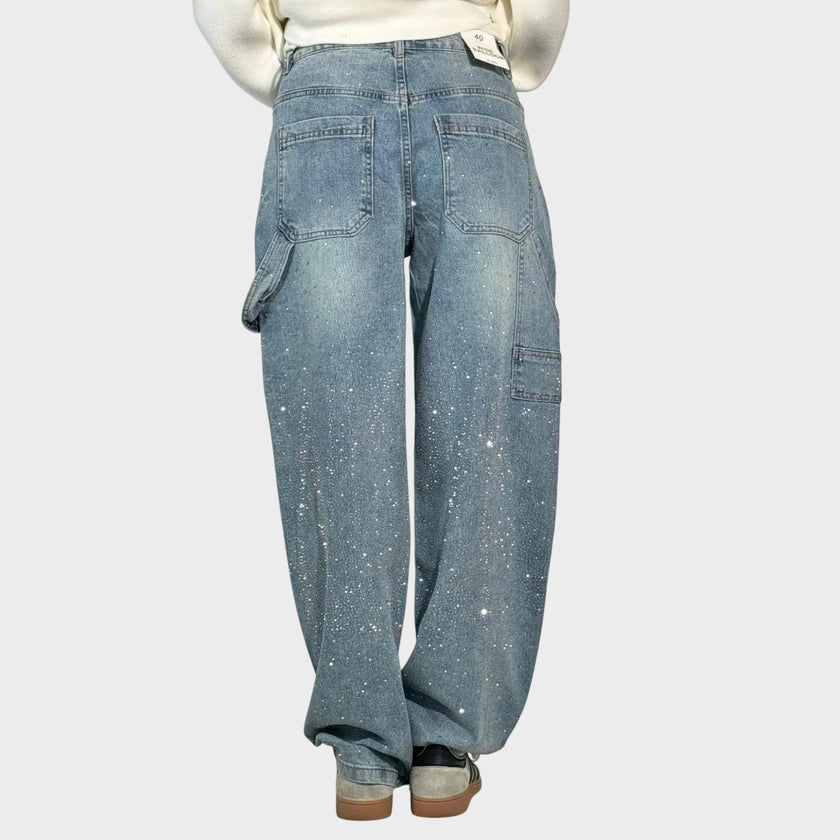Calças de ganga largas feminino